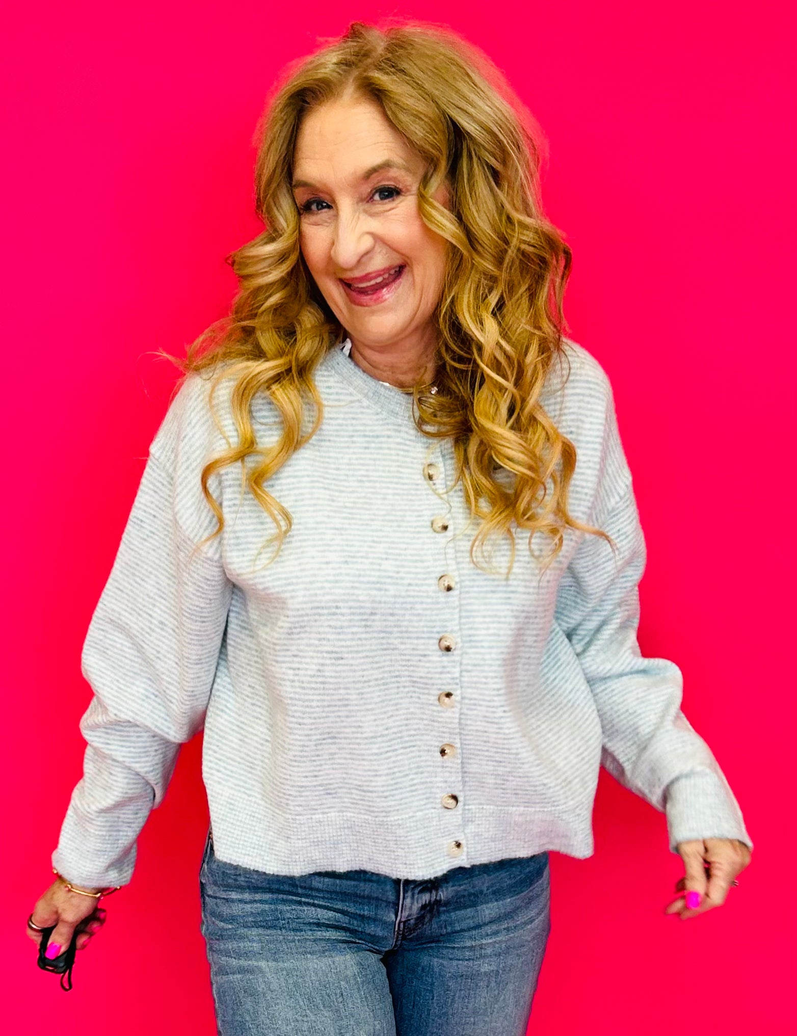 The Mint Days Striped Button-Up Sweater - Shabby 2 Chic Boutiques