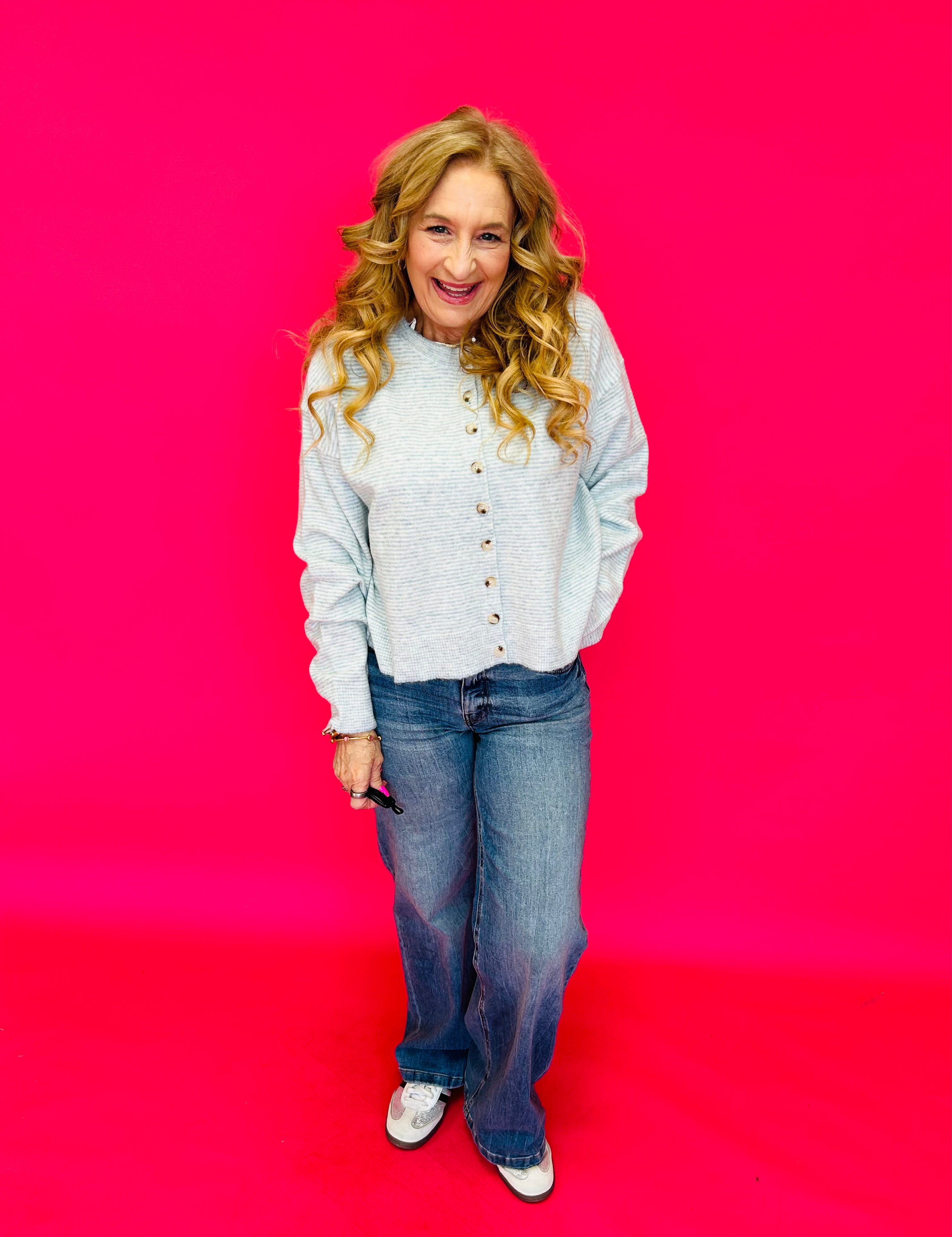 The Mint Days Striped Button-Up Sweater - Shabby 2 Chic Boutiques