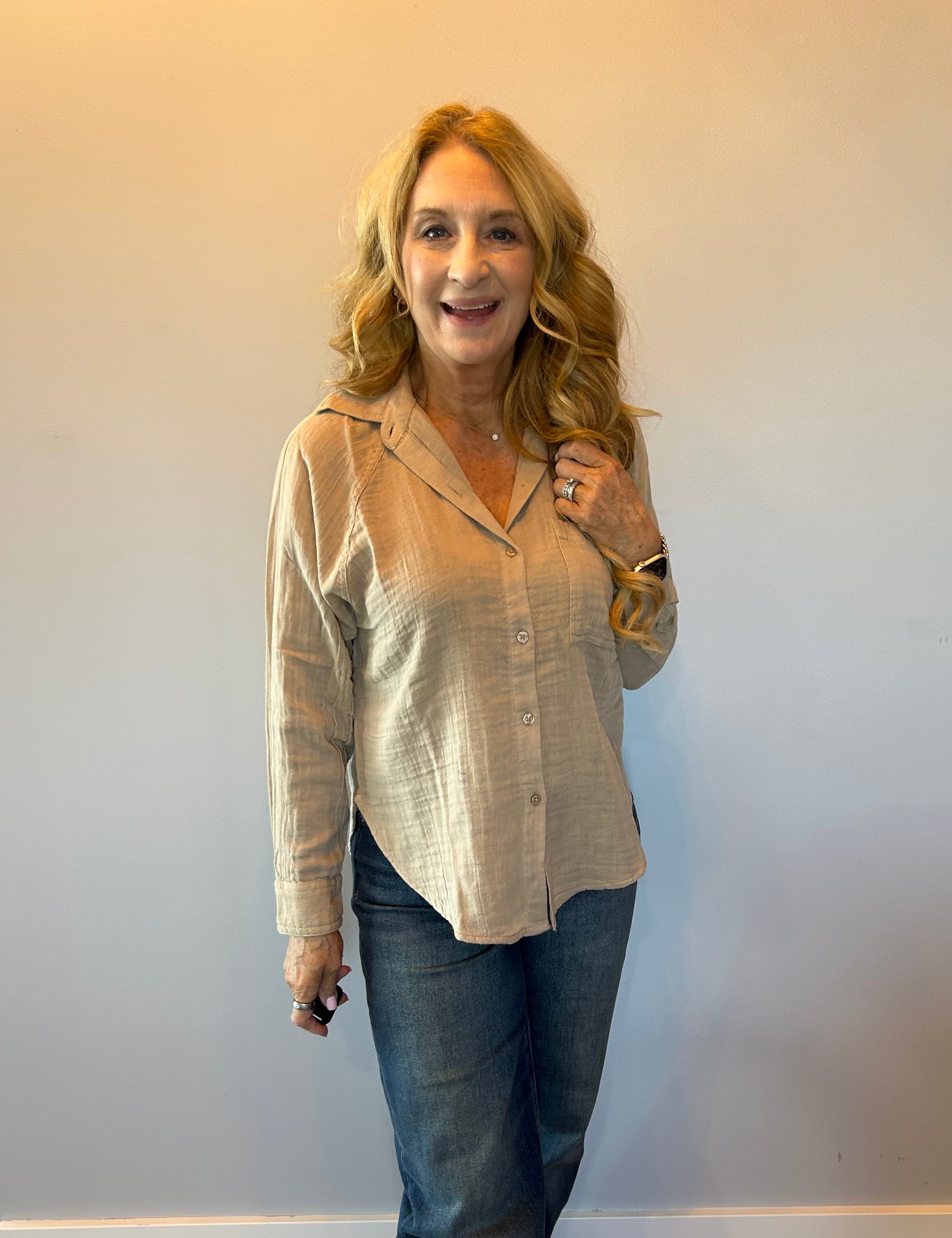 The Perfect Airy Top in Iced Coffee