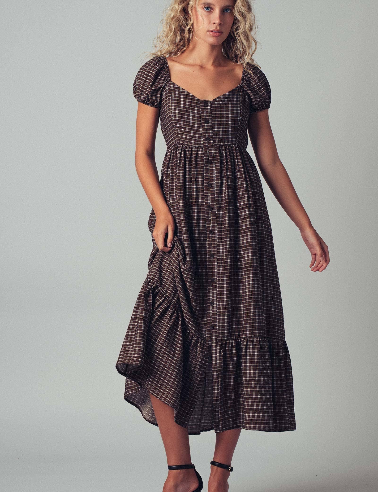The Picnic Date Check Midi Dress