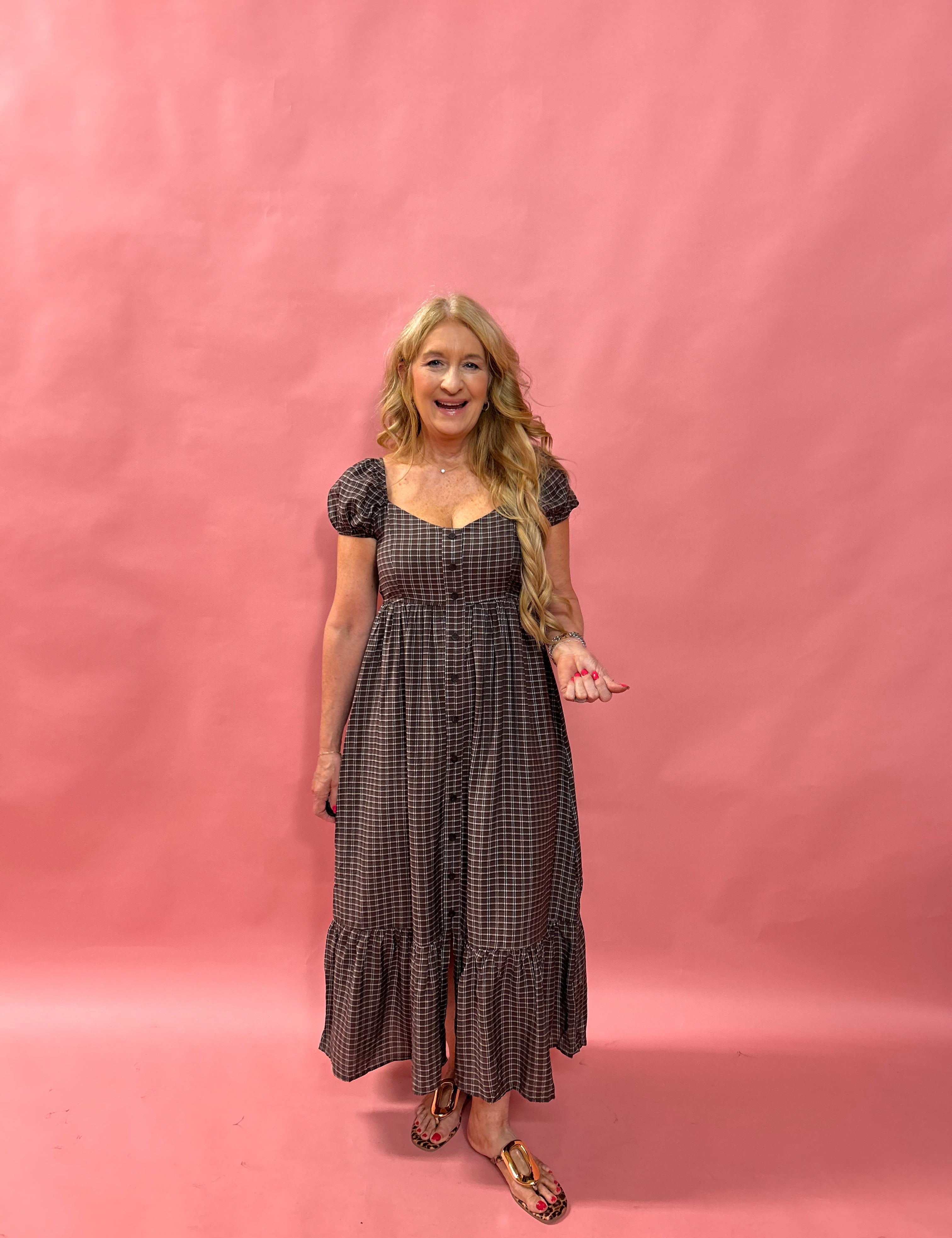 The Picnic Date Check Midi Dress