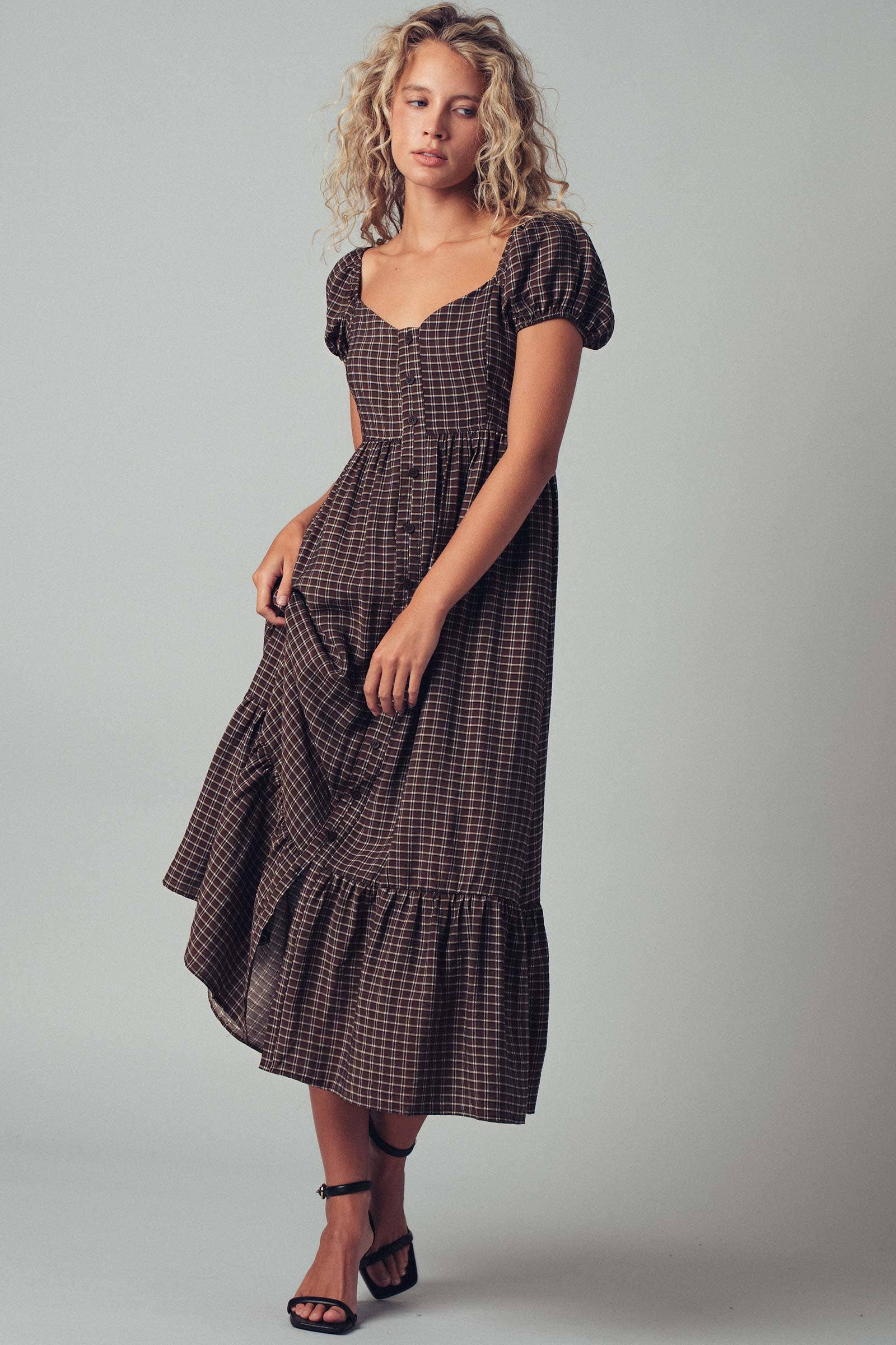 The Picnic Date Check Midi Dress