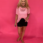 The “Pink Paradise” Crochet Sweater - Shabby 2 Chic Boutiques