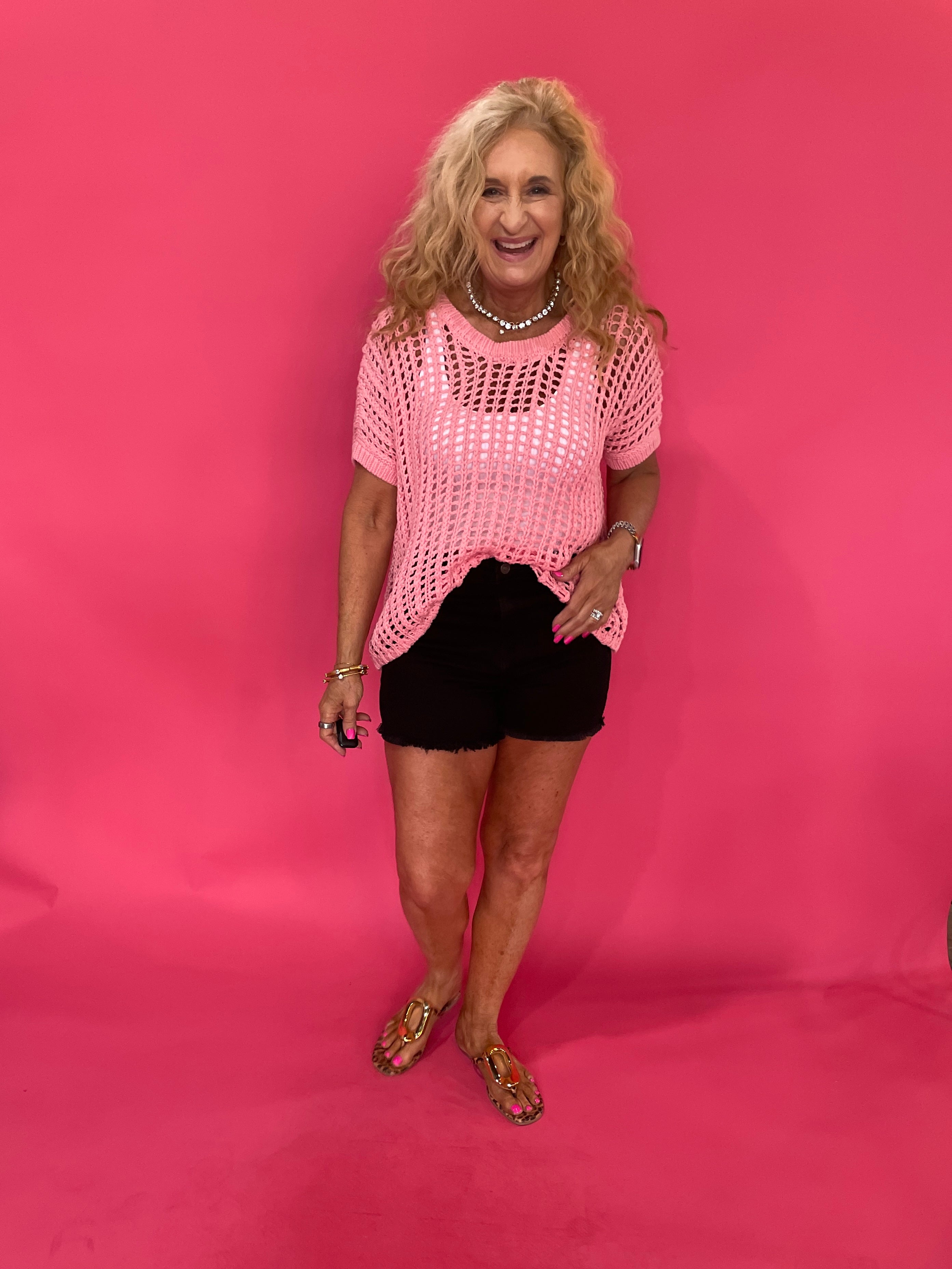 The “Pink Paradise” Crochet Sweater - Shabby 2 Chic Boutiques