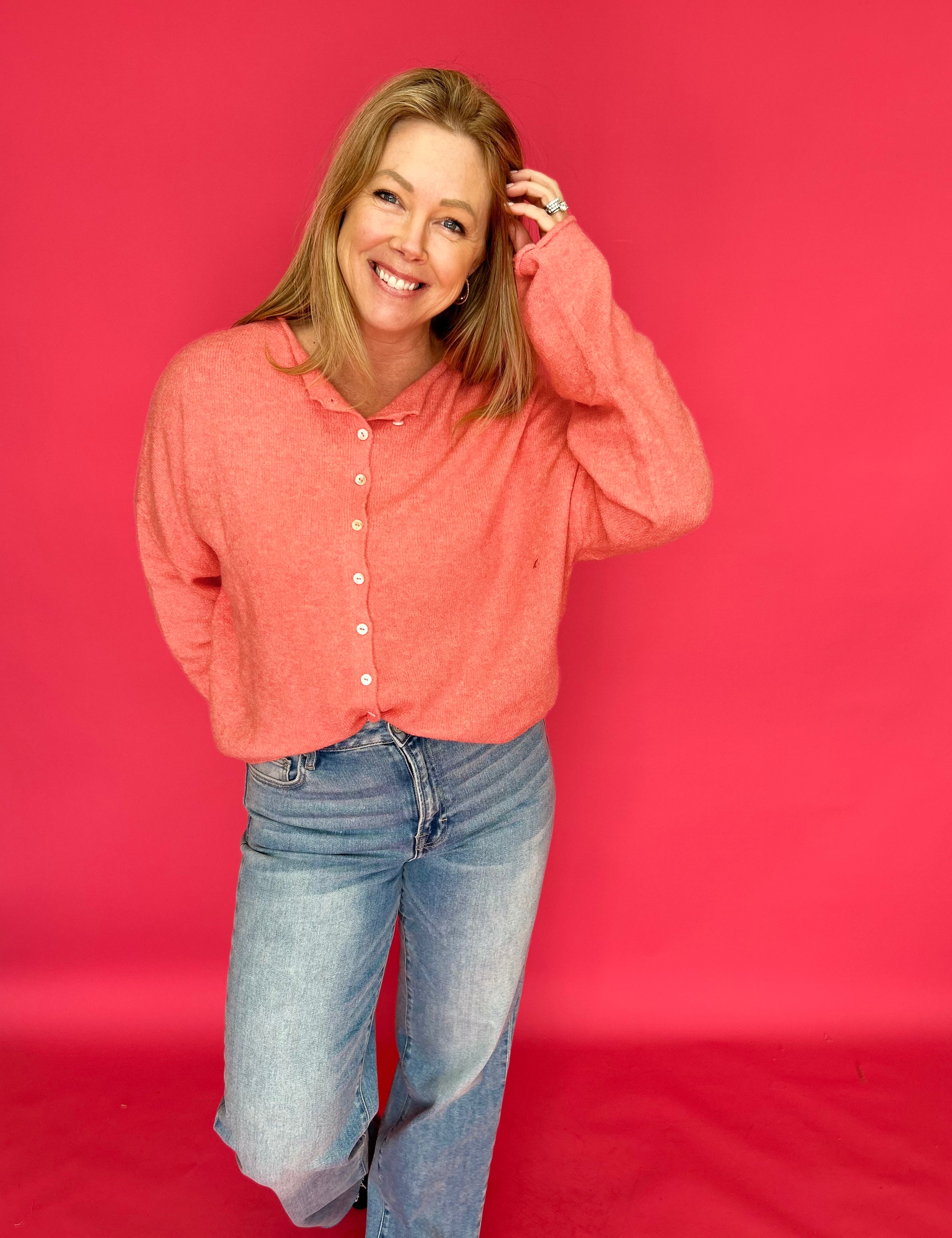 The Piper Cardigan in Peach