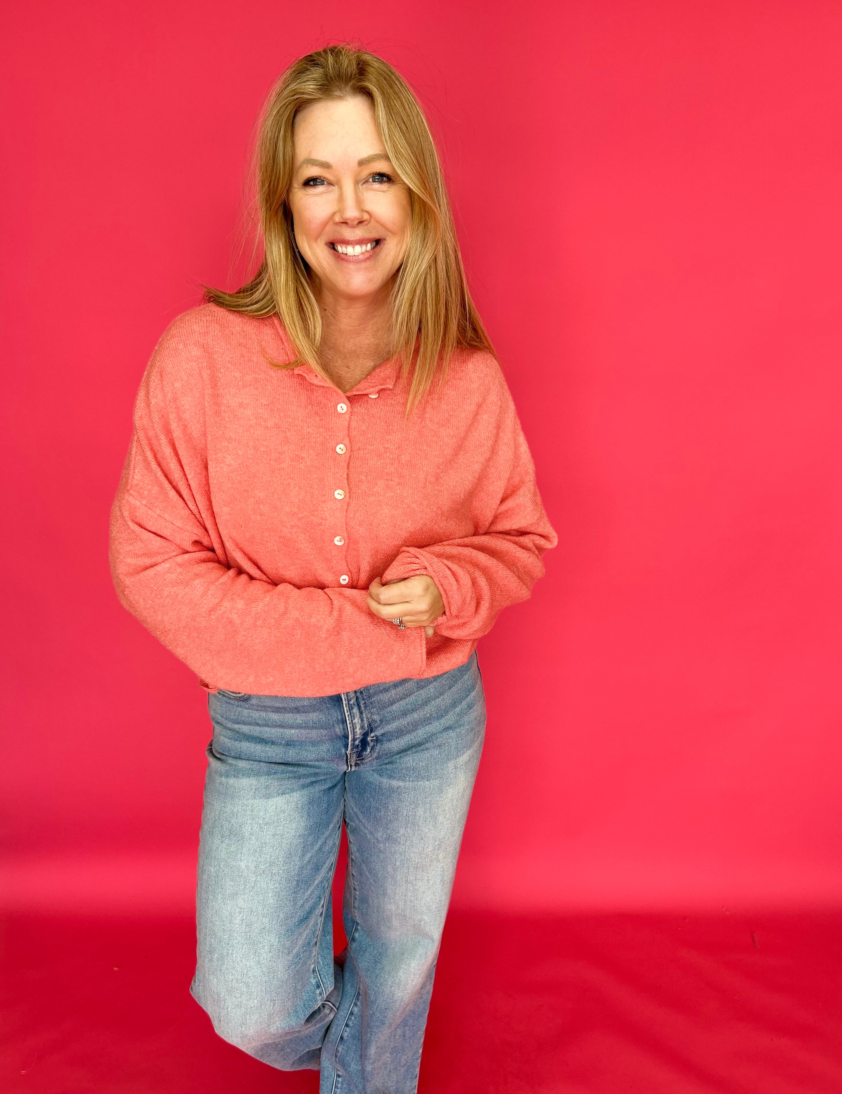 The Piper Cardigan in Peach