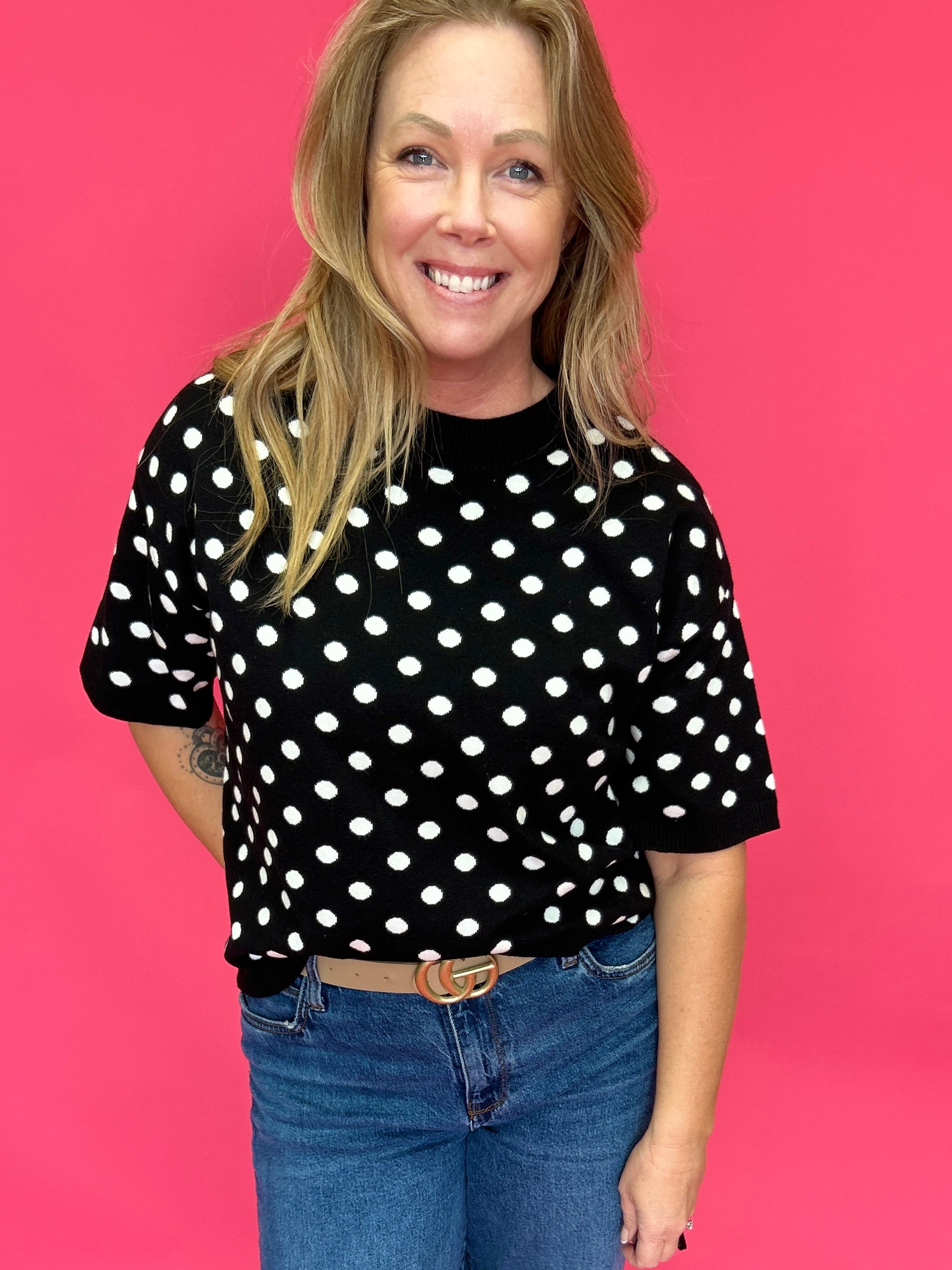 The Playfully Polished Polka Dot Knit Top - Shabby 2 Chic Boutiques