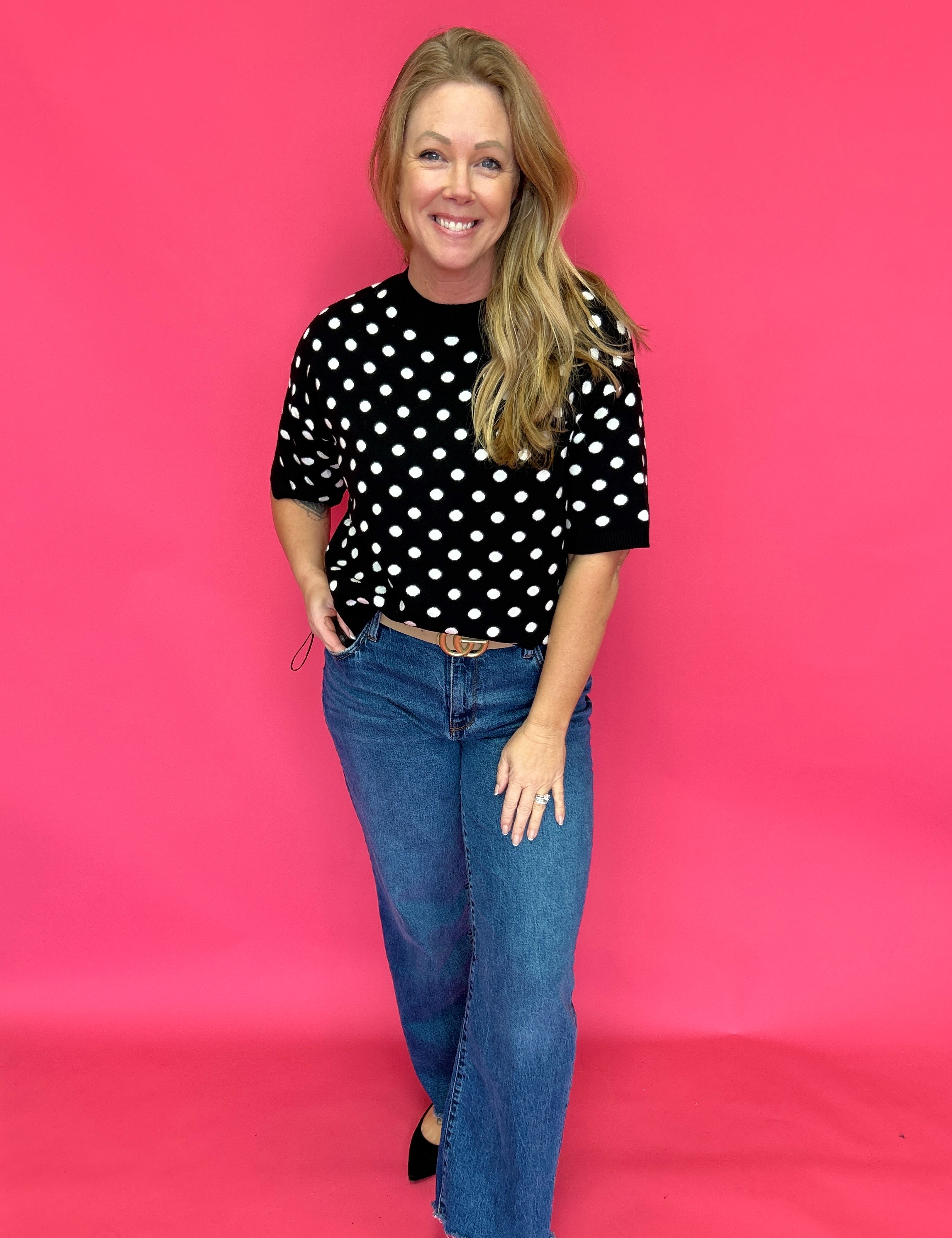 The Playfully Polished Polka Dot Knit Top - Shabby 2 Chic Boutiques