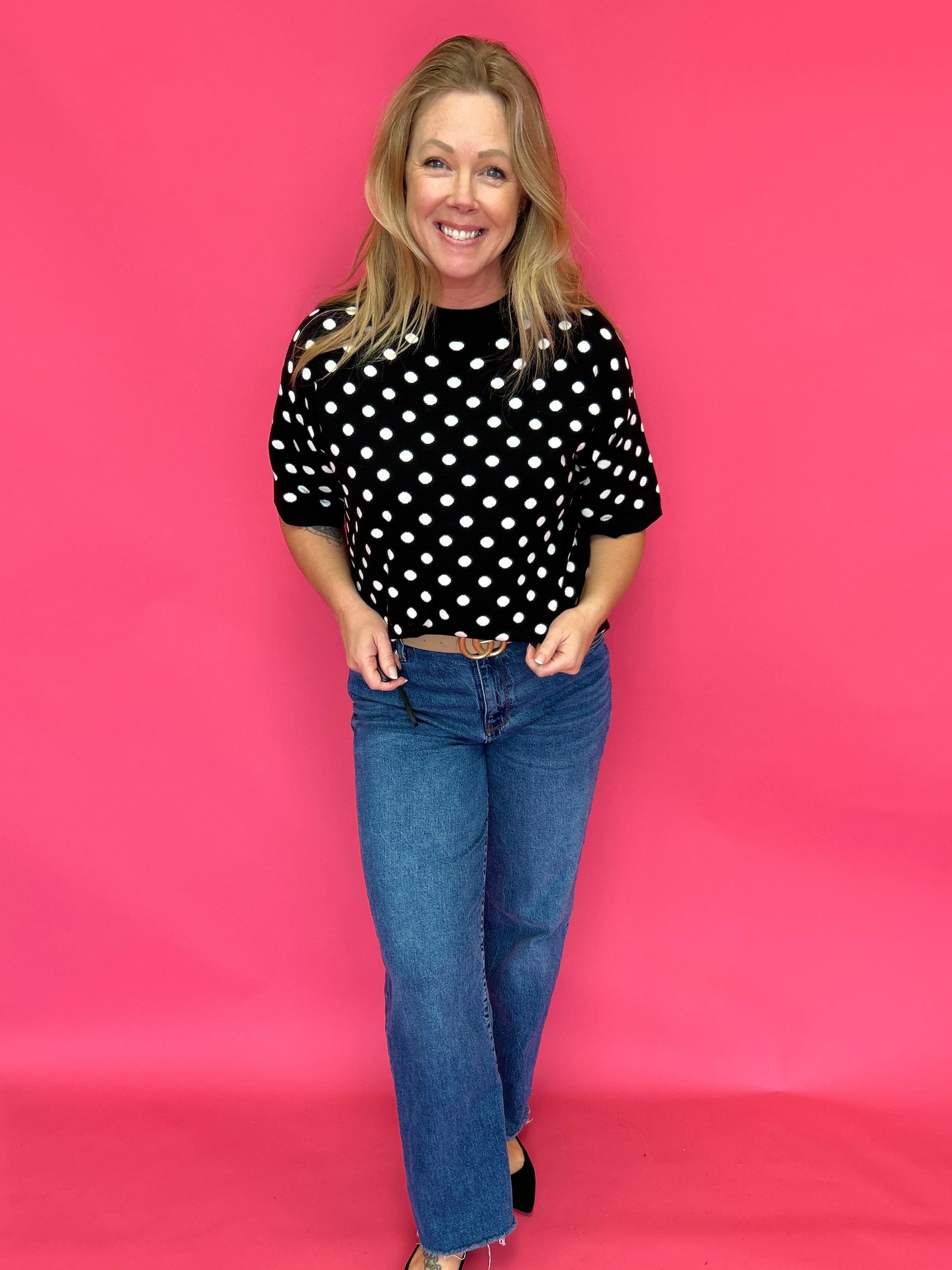 The Playfully Polished Polka Dot Knit Top - Shabby 2 Chic Boutiques