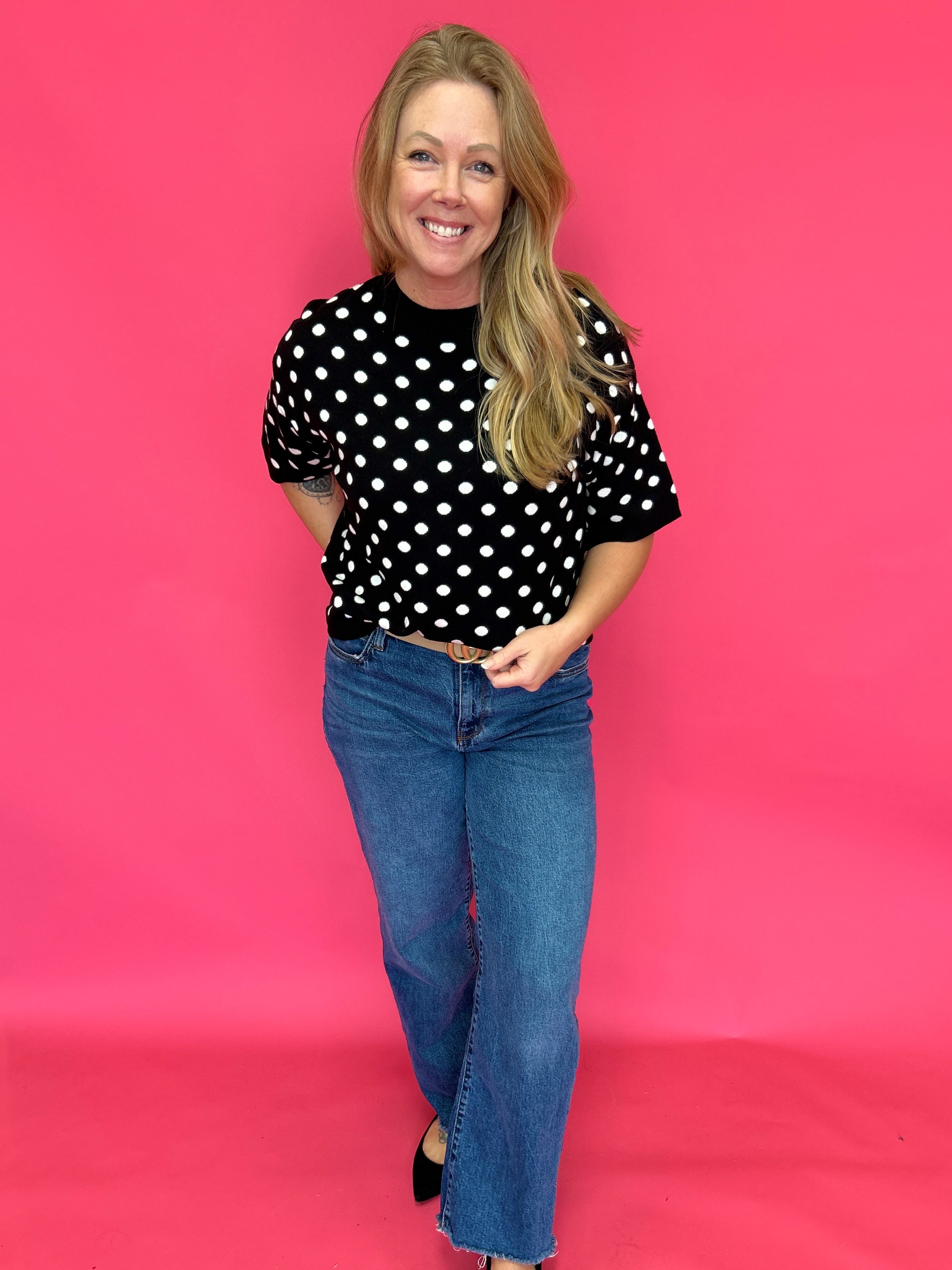 The Playfully Polished Polka Dot Knit Top - Shabby 2 Chic Boutiques