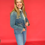 The Polished Edge Tweed-Trim Denim Jacket - Shabby 2 Chic Boutiques