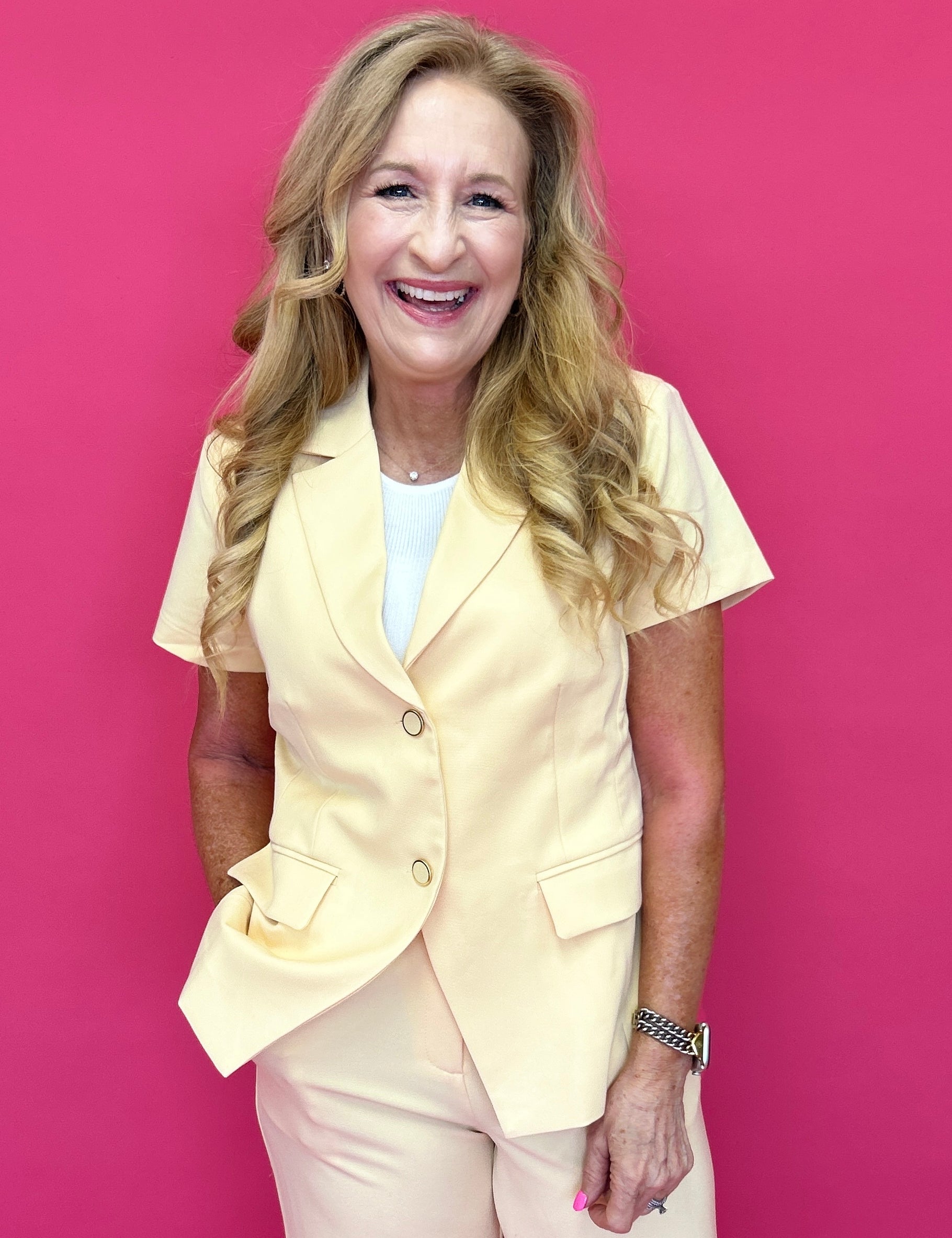 The Polished Line Pin-Tucked Short Sleeve Blazer - Shabby 2 Chic Boutiques