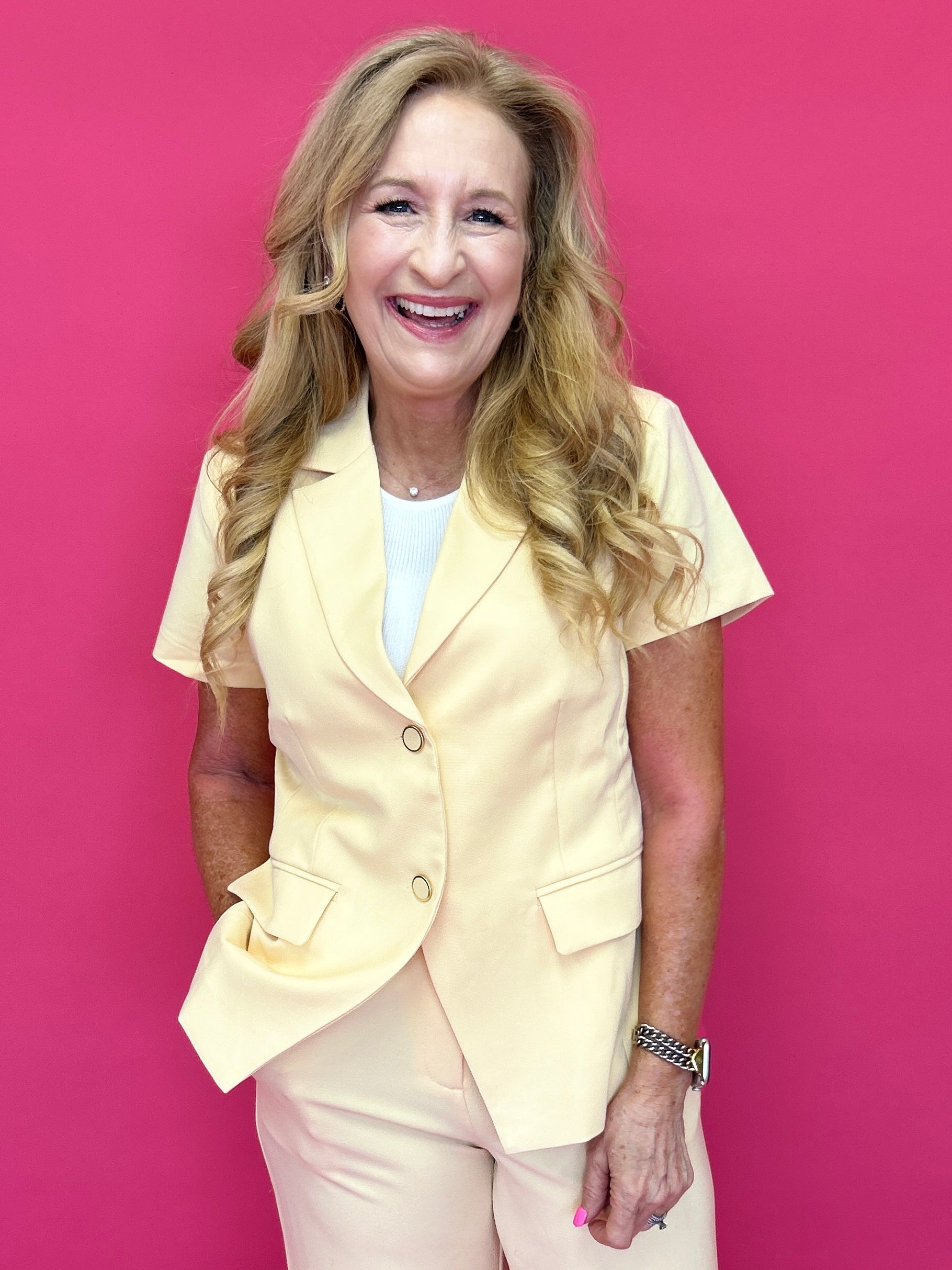 The Polished Line Pin-Tucked Short Sleeve Blazer - Shabby 2 Chic Boutiques