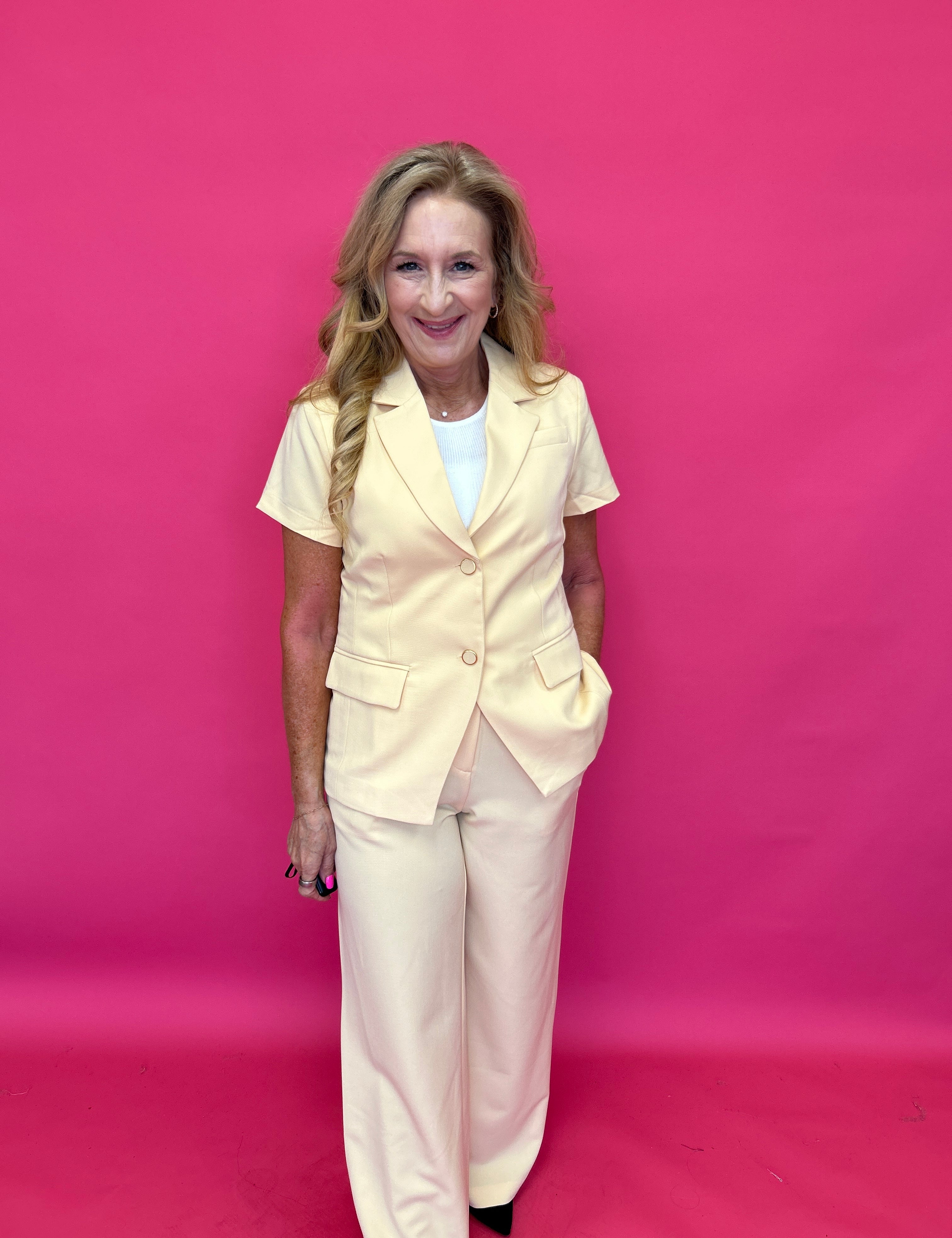 The Polished Line Pin-Tucked Short Sleeve Blazer - Shabby 2 Chic Boutiques