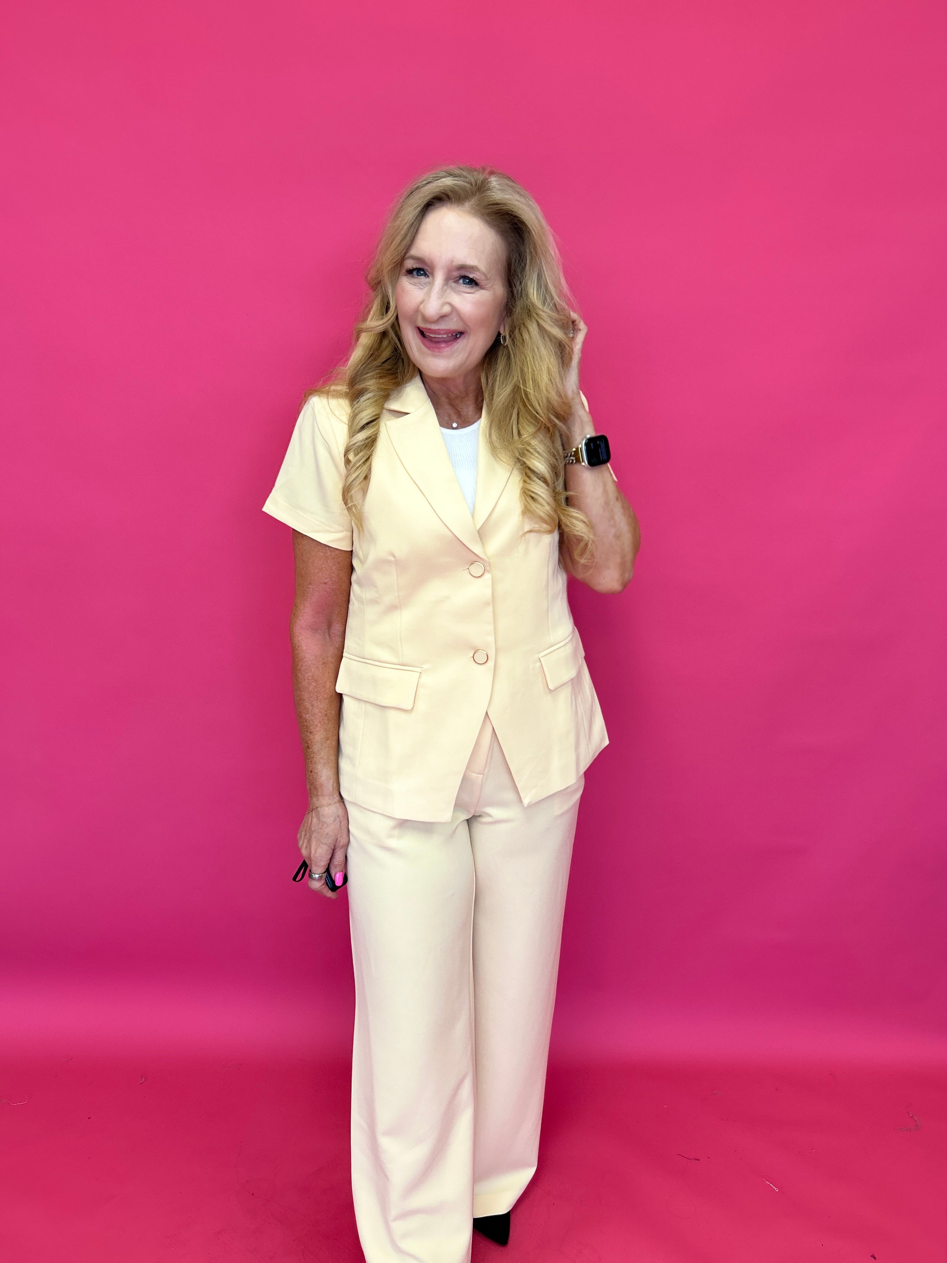 The Polished Line Pin-Tucked Short Sleeve Blazer - Shabby 2 Chic Boutiques