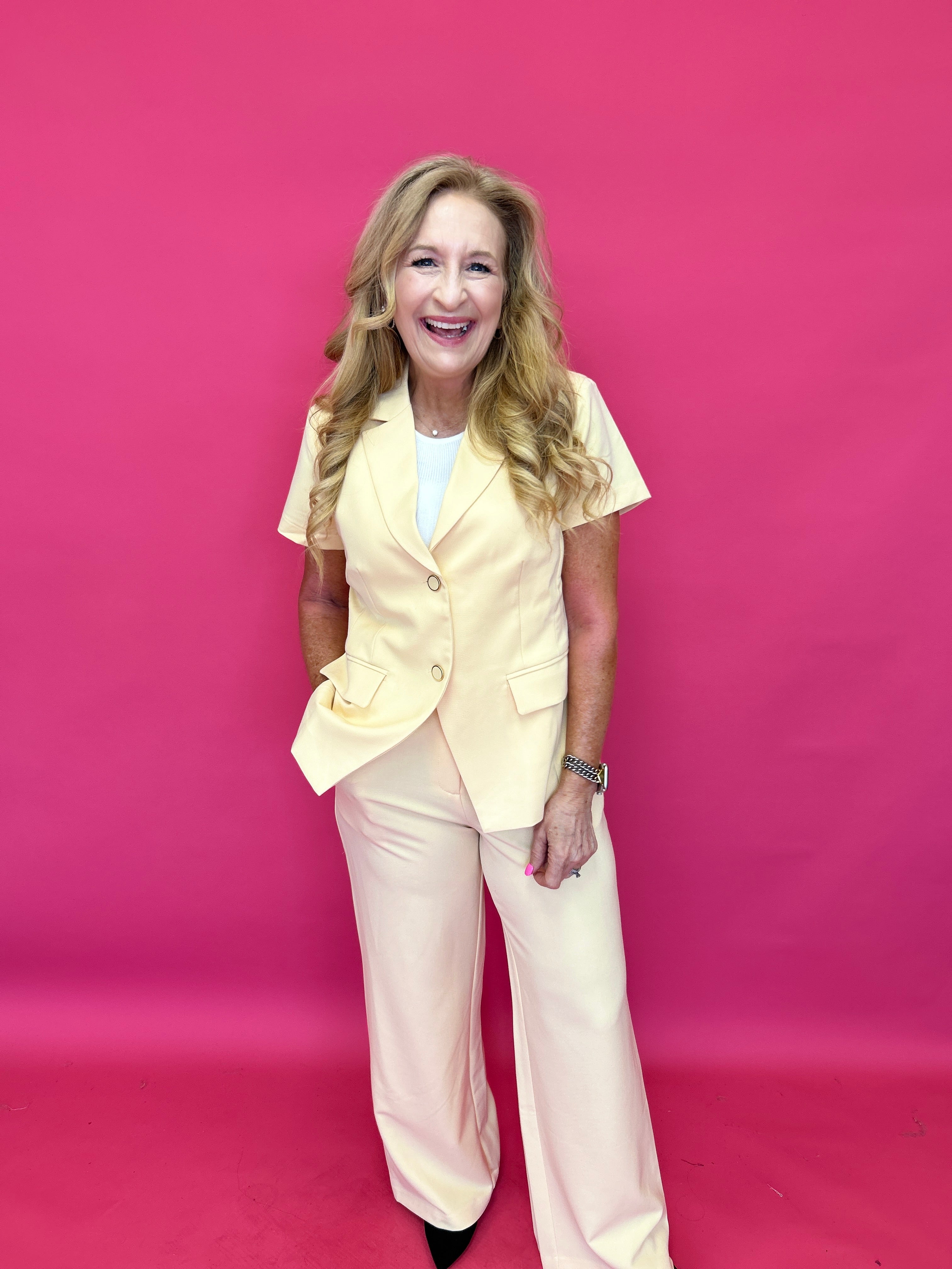 The Polished Line Pin-Tucked Short Sleeve Blazer - Shabby 2 Chic Boutiques