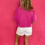 The Pop Off Pink Cropped Scuba Top - Shabby 2 Chic Boutiques