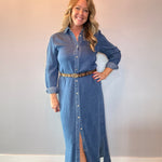 The Prairie Breeze Denim Maxi Dress