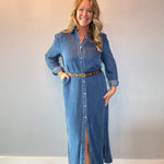 The Prairie Breeze Denim Maxi Dress