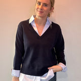 The Prep School Chic Layered Sweater in Navy