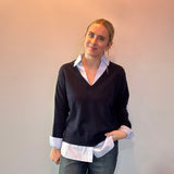 The Prep School Chic Layered Sweater in Navy