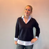 The Prep School Chic Layered Sweater in Navy