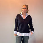 The Prep School Chic Layered Sweater in Navy