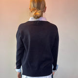 The Prep School Chic Layered Sweater in Navy