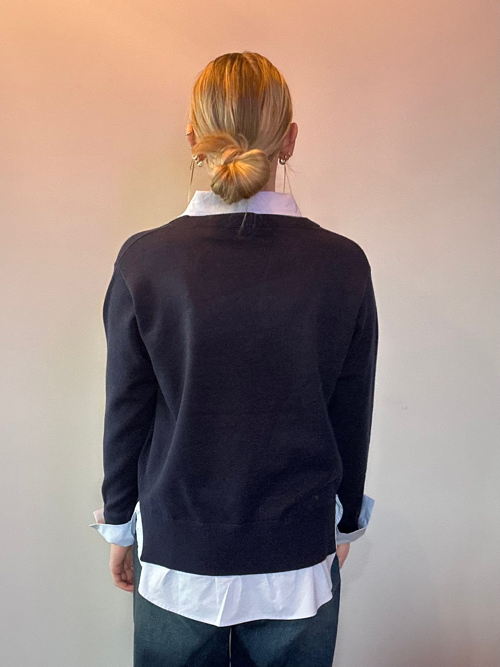 The Prep School Chic Layered Sweater in Navy