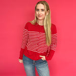The Red Sweetheart Striped Button Cardigan in Pink Stripes