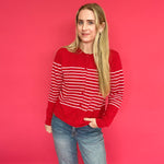 The Red Sweetheart Striped Button Cardigan in Pink Stripes