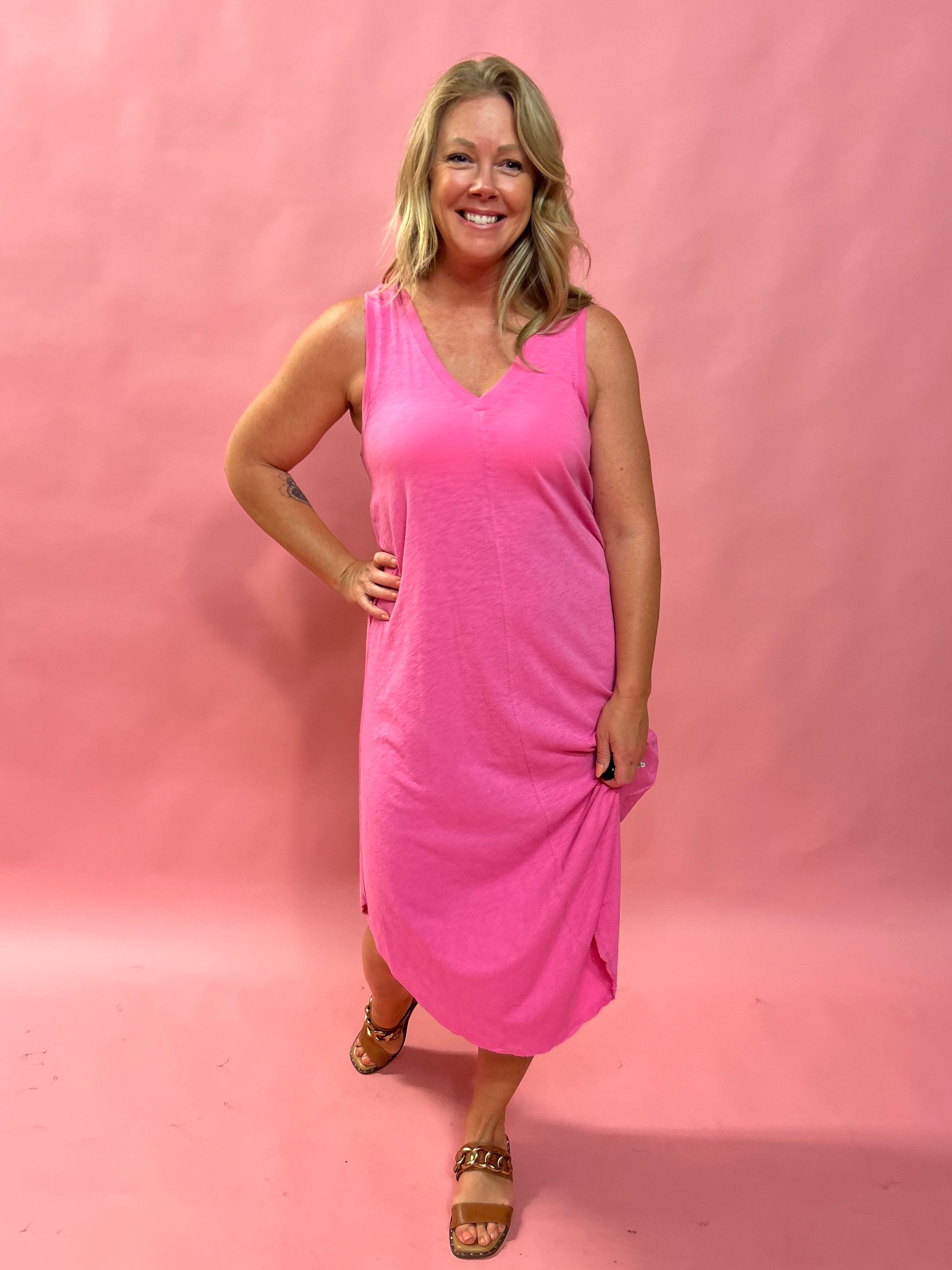 The Reverie Slub Dress in Pink