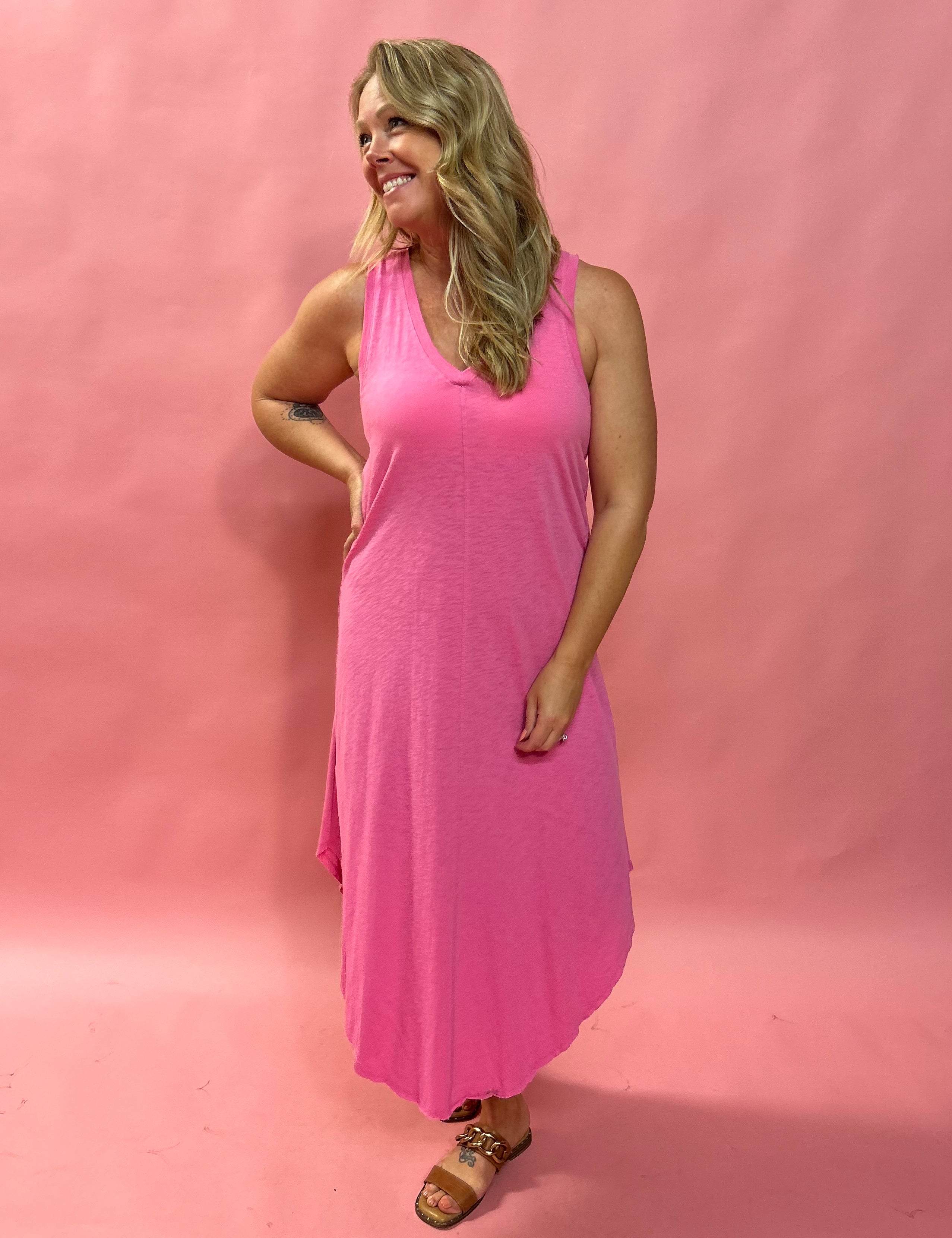 The Reverie Slub Dress in Pink
