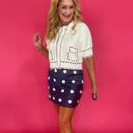 The Riviera Stitch Short Sleeve Cardigan in Ivory