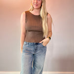 The Sleek Rib Knit Top in Brown