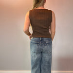 The Sleek Rib Knit Top in Brown