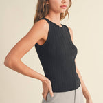 The Sleek Rib Knit Top in Brown