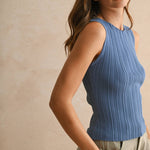 The Sleek Rib Knit Top in Brown