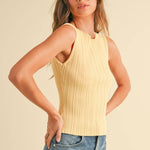 The Sleek Rib Knit Top in Brown