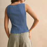 The Sleek Rib Knit Top in Brown
