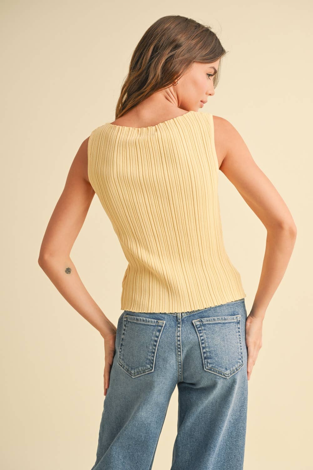 The Sleek Rib Knit Top in Brown