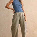 The Sleek Rib Knit Top in Brown