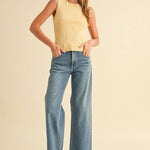 The Sleek Rib Knit Top in Brown