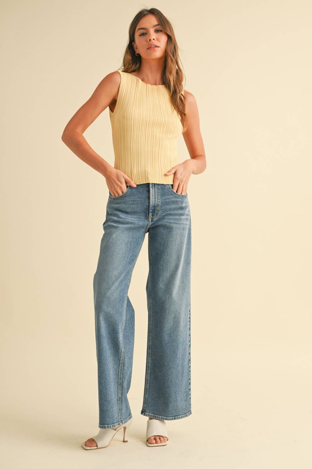 The Sleek Rib Knit Top in Brown
