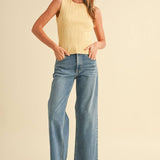 The Sleek Rib Knit Top in Brown