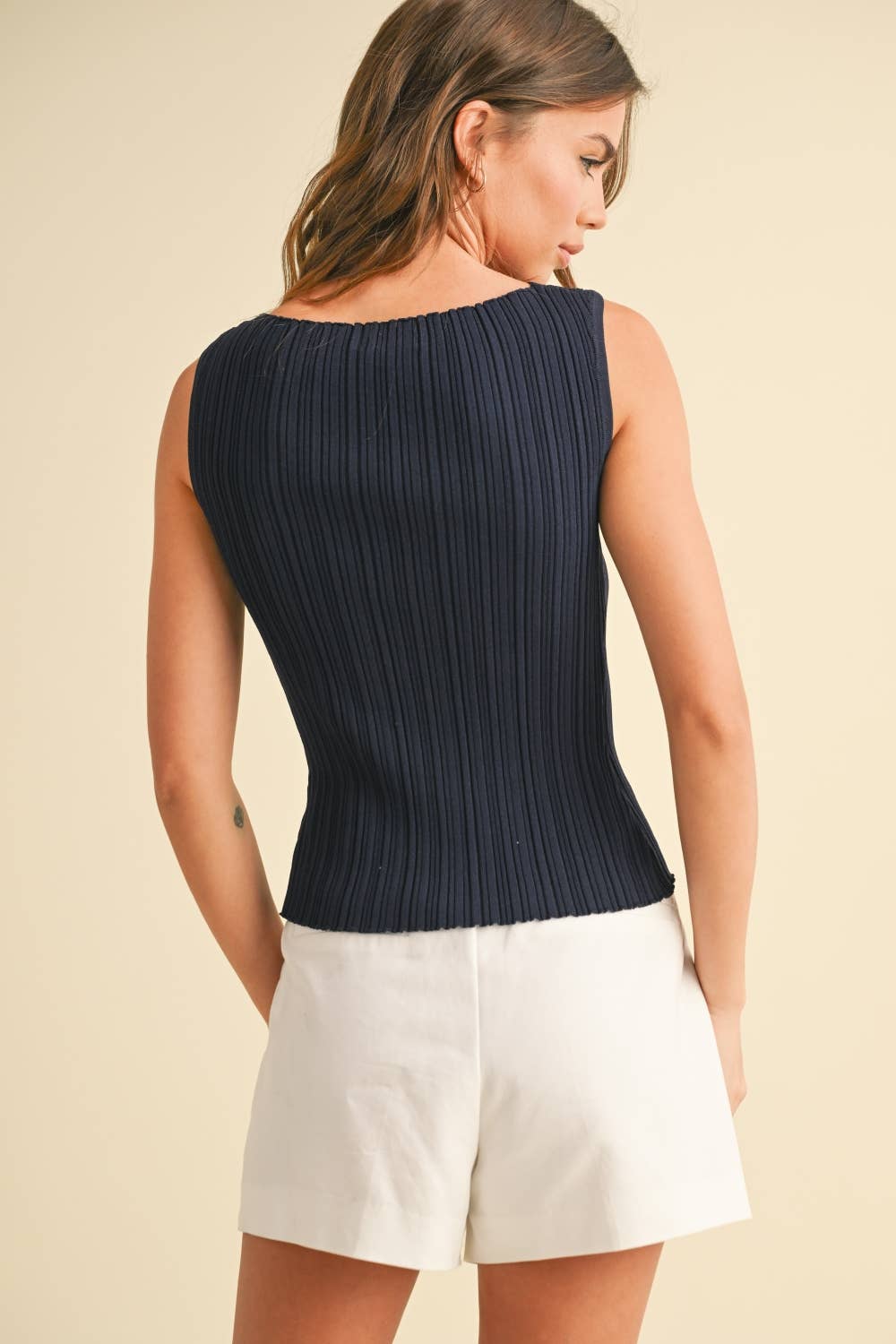 The Sleek Rib Knit Top in Brown