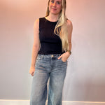 The Sleek Rib Knit Top in Navy