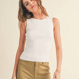 The Sleek Rib Knit Top in Brown