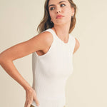 The Sleek Rib Knit Top in Brown