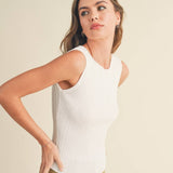 The Sleek Rib Knit Top in Brown